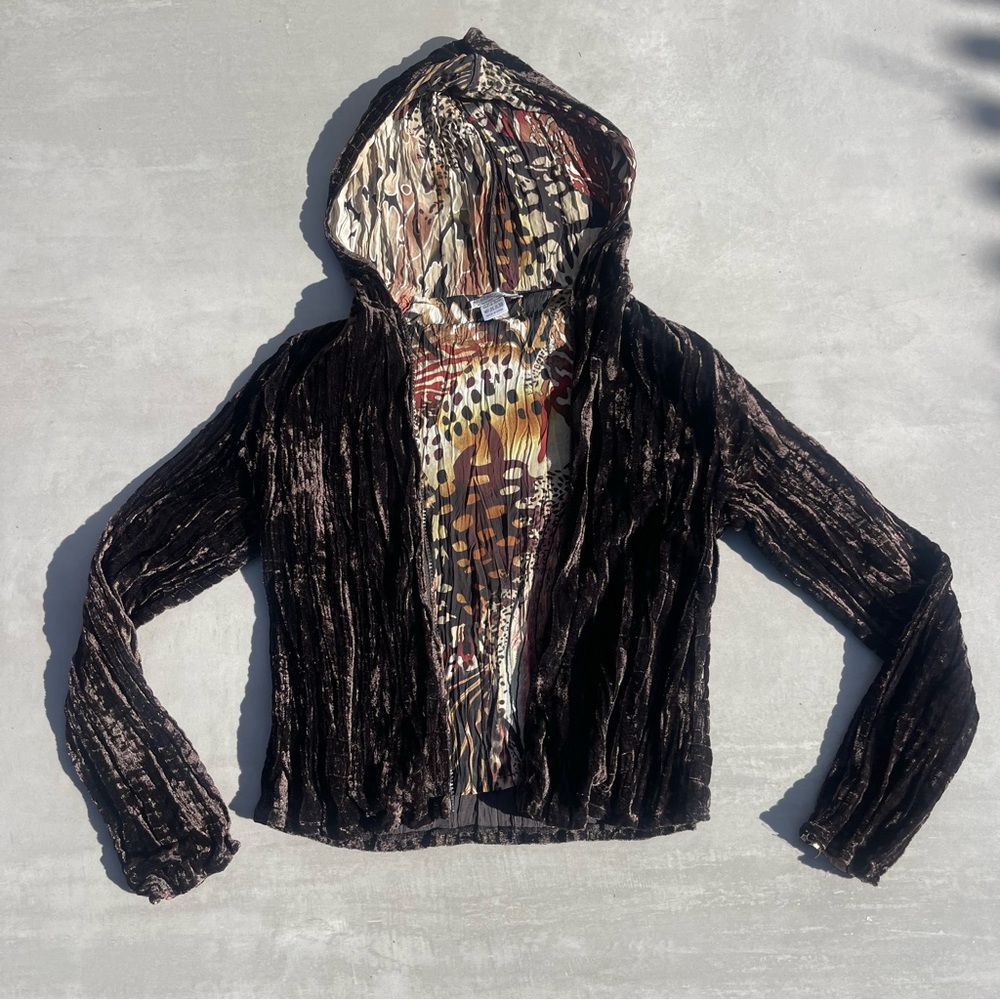 Alberto Makali Brown Reversible Crushed Velvet Jacket